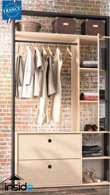 duplWardr Duplex Ανοιχτή Ντουλάπα 115x45x200εκ. Black/Natural Chestnut