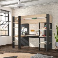 duplex-psilo-krevati-grafeio-vivliothiki Duplex Mezzanine Κρεβάτι μονό ψηλό με γραφείο & βιβλιοθήκη 210x109x192εκ. Black/Natural Chestnut