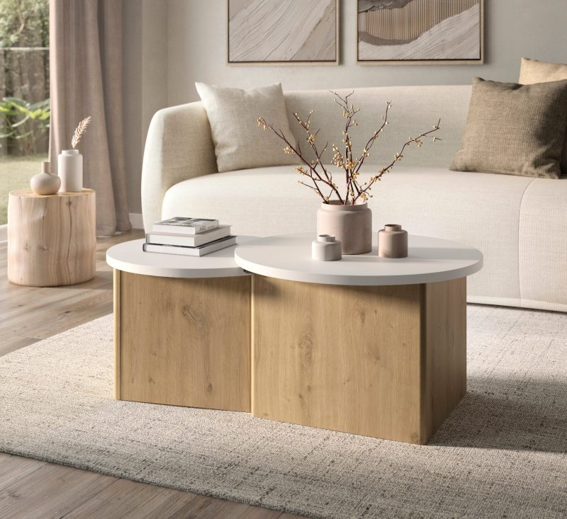 Eclypse τραπεζάκι σαλονιού 96x60x38/35εκ. Artisan Oak / Greige