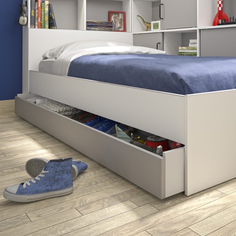 erWAN_MOON_GREY3 Erwan κρεβάτι μονό 120x221εκ. ( για στρώμα 90x200εκ. ) Moon Grey/White με αποθηκευτικό συρτάρι