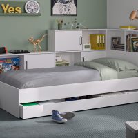 Erwan κρεβάτι μονό 120x221εκ. ( για στρώμα 90x200εκ. ) Λευκό  με αποθηκευτικό συρτάρι