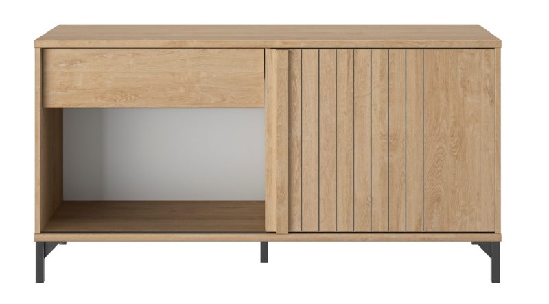 Faro έπιπλο γραφείου με ένα συρτάρι και μία πόρτα 135x40x70εκ. Blond Oak / Μαύρο