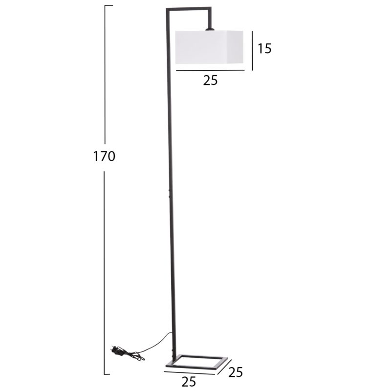 ΦΩΤΙΣΤΙΚΟ ΔΑΠΕΔΟΥ BRANS HM7532.11 ΜΕΤΑΛΛΟ ΜΑΥΡΟ--PVC ΛΕΥΚΟ ΚΑΠΕΛΟ 25x33x170Υεκ.