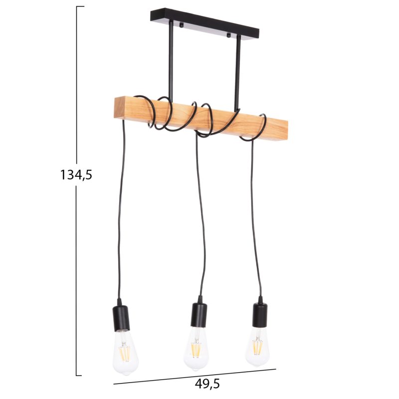 ΦΩΤΙΣΤΙΚΟ ΟΡΟΦΗΣ 3-ΦΩΤΟ VOLKS HM4658 ΜΕΤΑΛΛΟ-ΞΥΛΟ 49,5x5x134,5Υεκ.