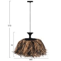 ΦΩΤΙΣΤΙΚΟ ΟΡΟΦΗΣ ORDEM HM4716 ΚΑΠΕΛΟ ΙΝΕΣ SISAL & ΜΠΑΝΑΝΑΣ-ΜΑΥΡΟ & ΦΥΣΙΚΟ Φ60x50Υεκ