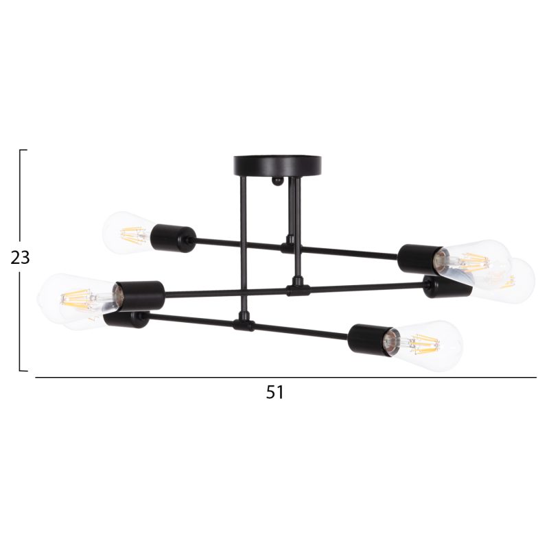 ΦΩΤΙΣΤΙΚΟ ΟΡΟΦΗΣ ΠΟΛΥΦΩΤΟ LIGHTY HM7427.11 ΜΕΤΑΛΛΟ ΣΕ ΜΑΥΡΟ 51x51x23Υεκ.