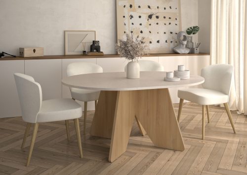 Galeo τραπέζι επεκτεινόμενο στρογγυλό 120/160x120x74εκ. Bocage Oak / Mineral Gravity