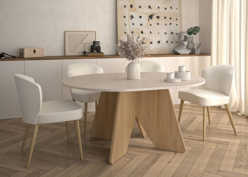 Galeo τραπέζι επεκτεινόμενο στρογγυλό 120/160x120x74εκ. Bocage Oak / Mineral Gravity