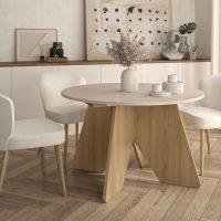 Galeo τραπέζι επεκτεινόμενο στρογγυλό 120/160x120x74εκ. Bocage Oak / Mineral Gravity