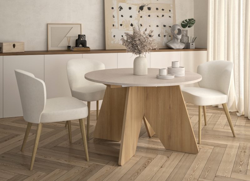 Galeo τραπέζι επεκτεινόμενο στρογγυλό 120/160x120x74εκ. Bocage Oak / Mineral Gravity