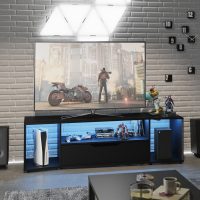 Hack gamer έπιπλο τηλεόρασης 163x45x48εκ. Μαύρο με μπλε led