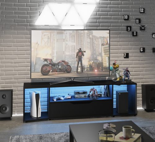 Hack gamer έπιπλο τηλεόρασης 163x45x48εκ. Μαύρο με μπλε led Hack gamer έπιπλο τηλεόρασης 163x45x48εκ. Μαύρο με μπλε led