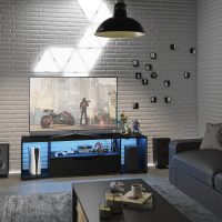 Hack gamer έπιπλο τηλεόρασης 163x45x48εκ. Μαύρο με μπλε led