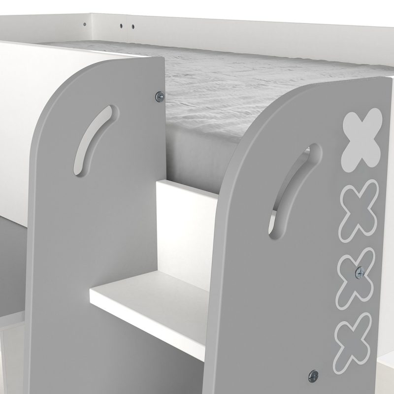 hampton-435070_4 Hampton πολυμορφικό παιδικό υπερυψωμένο κρεβάτι με γραφείο & βιβλιοθήκη 210x125x100εκ. ( για στρώμα 90x200εκ. ) Λευκό / Γκρι