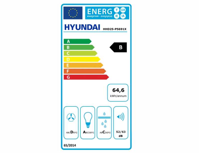 Απορροφητήρας Hyundai HHD25-P5691X με πλάτος 90cm και απορροφητική ισχύ 650 m³/h - Inox