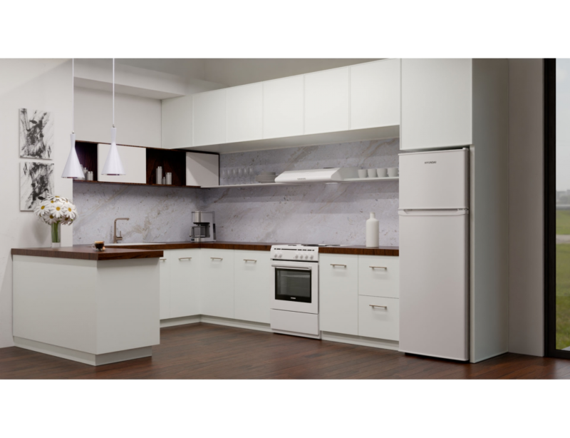 Ψυγείο δίπορτο Hyundai HRD23-3233W/NF No Frost, Χωρητικότητα 340L, Ενεργειακή Κλάση E και Ύψος 165cm