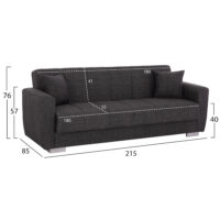 ΚΑΝΑΠΕΣ ΚΡΕΒΑΤΙ POLYA ΤΡΙΘΕΣΙΟΣ HM3240.03 ΓΚΡΙ 215x85x76Υ εκ.