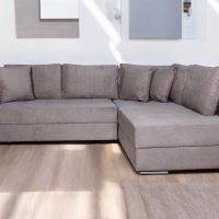 Karina Γωνιακός καναπές κρεβάτι με αποθηκευτικό χώρο & 2 σκαμπό 278x218εκ. Μπεζ σκούρο Δεξιά Γωνία