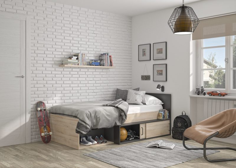 krevati-mono-industrial-biomixaniko-styl-design-galliko-gami-gautier-insidehome-efiviko-foititiko Erquy κρεβάτι μονό με αποθηκευτικό χώρο 204x110εκ. ( για στρώμα 90x200εκ. ) Light Kronberg Oak/Black