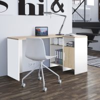 Liverpool -Γραφείο Γωνιακό 136x88x76εκ. Natural chestnut / Λευκό