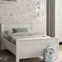 Lugano κρεβάτι μονό 209x96x80εκ. ( για στρώμα 90x190εκ. ή 90x200εκ. ) Whitewashed Oak