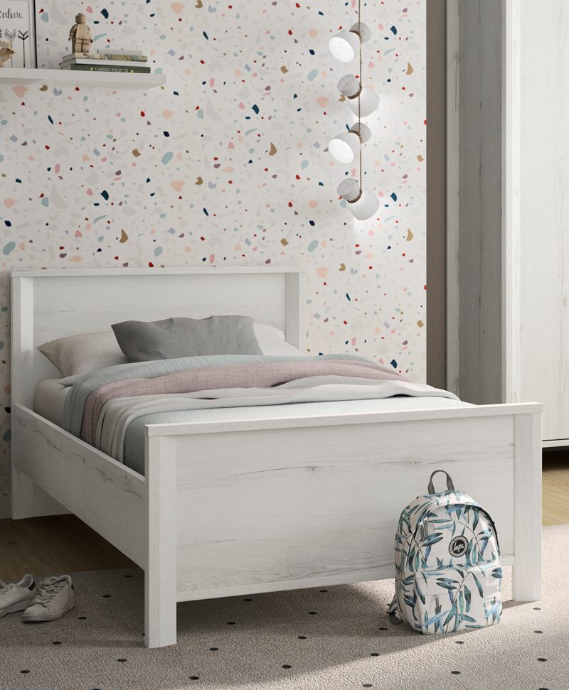 Lugano κρεβάτι μονό 209x96x80εκ. ( για στρώμα 90x190εκ. ή 90x200εκ. ) Whitewashed Oak