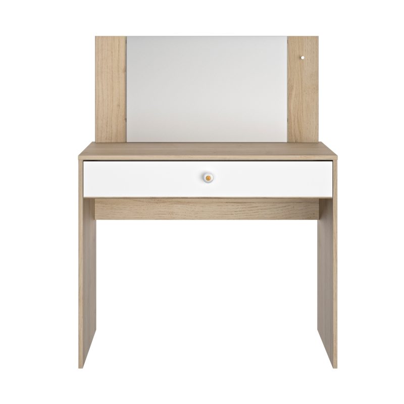 makeup_mpountouar_1 Makeup μπουντουάρ με ένα συρτάρι και καθρέφτη 94x44x121/77εκ. Natural Chestnut / Λευκό