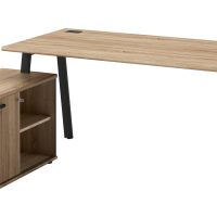 Mambo επαγγελματικό γραφείο γωνιακό με ντουλάπι αριστερά 160/144x160/173/186x74/55εκ. Sonoma Μαύρο