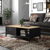 Manchester Tραπεζάκι σαλονιού με ένα συρτάρι 110x60x40εκ. Helvezia Oak / Black Manchester Tραπεζάκι σαλονιού με ένα συρτάρι 110x60x40εκ. Helvezia Oak / Black