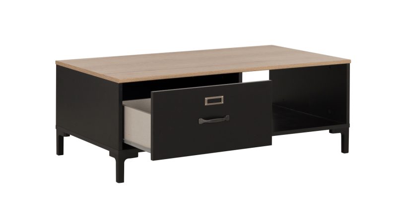 manchester_trapezaki_saloniou1 Manchester Tραπεζάκι σαλονιού με ένα συρτάρι 110x60x40εκ. Helvezia Oak / Black