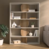 Manosque βιβλιοθήκη με 4 ράφια 125x36x175εκ. Greige / Helvezia Oak