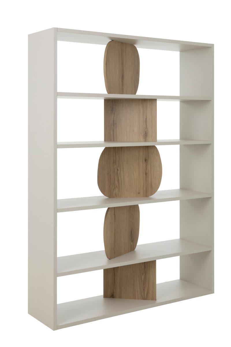 Manosque βιβλιοθήκη με 4 ράφια 125x36x175εκ. Greige / Helvezia Oak