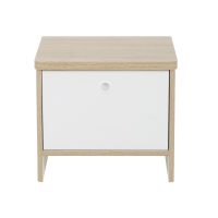 Matis κομοδίνο με μια πόρτα 42x36x37εκ. Natural Chestnut / Λευκό