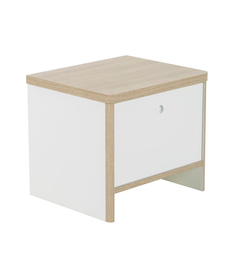 Matis κομοδίνο με μια πόρτα 42x36x37εκ. Natural Chestnut / Λευκό