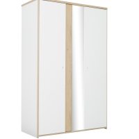 Matis ντουλάπα με 2 πόρτες και καθρέφτη 130x60x202εκ. Natural Chestnut / Λευκό