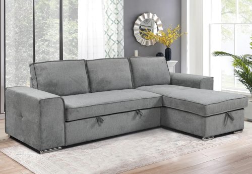 Merano γωνιακός καναπές κρεβάτι με αποθηκευτικό χώρο 272x164εκ. Ανοιχτό Γκρι με αναστρέψιμη γωνία