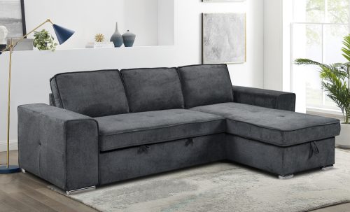 Merano γωνιακός καναπές κρεβάτι με αποθηκευτικό χώρο 272x164εκ. Σκούρο Γκρι με αναστρέψιμη γωνία