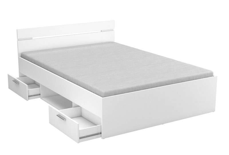 Michigan κρεβάτι με δυο συρτάρια 145x205x75εκ. (  για στρώμα 140x200εκ. )  Λευκό Ματ