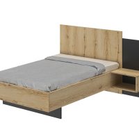 Mimizan κρεβάτι ημίδιπλο με 1 κρεμαστό κομοδίνο 170x206εκ. ( για στρώμα 120x200εκ. ) Helvezia Oak / Black