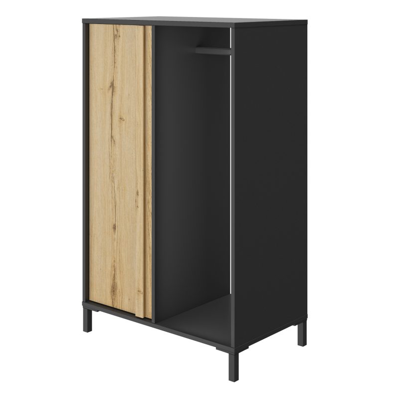 Mimizan Ντουλάπα χαμηλή 75x45x122εκ. Helvezia Oak/Black