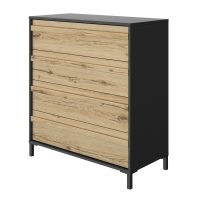 Mimizan Συρταριέρα με 4 συρτάρια 94x45x104εκ. Helvezia Oak/Black Mimizan Συρταριέρα με 4 συρτάρια 94x45x104εκ. Helvezia Oak/Black