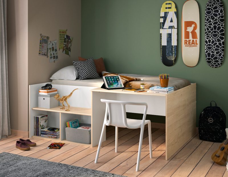 Oscar κρεβάτι πολυμορφικό μονό 134x194x72εκ. ( για στρώμα 90x190εκ. ) Natural Oak / Λευκό Oscar κρεβάτι πολυμορφικό μονό 134x194x72εκ. ( για στρώμα 90x190εκ. ) Natural Oak / Λευκό