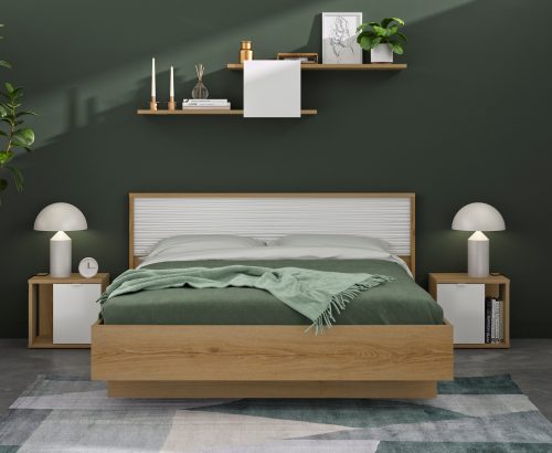 Otello κρεβάτι υπέρδιπλο 200x93x204εκ. ( για στρώμα 180x200εκ.) Helvezia Oak / Λευκό Otello κρεβάτι υπέρδιπλο 200x93x204εκ. ( για στρώμα 180x200εκ.) Helvezia Oak / Λευκό