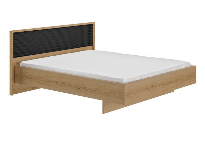 Otello κρεβάτι διπλό 180x93x204εκ. ( για στρώμα 160x200εκ.) Helvezia Oak / Μαύρο