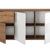 Otello μπουφές με 3 πόρτες και 1 συρτάρι 180x47x87εκ.  Helvezia Oak / Λευκό