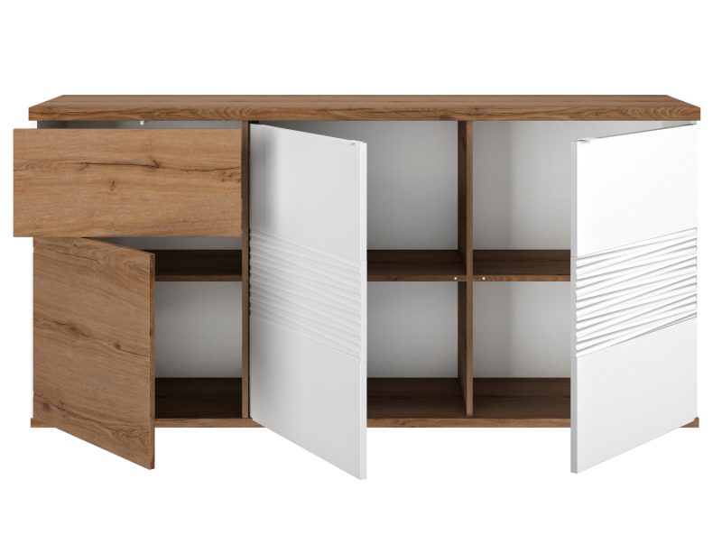 Otello μπουφές με 3 πόρτες και 1 συρτάρι 180x47x87εκ.  Helvezia Oak / Λευκό