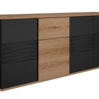 Otello μπουφές με 4 πόρτες και 1 συρτάρι 208x47x87εκ. Helvezia Oak / Μαύρο