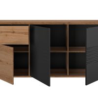 Otello μπουφές με 3 πόρτες και 1 συρτάρι 180x47x87εκ.  Helvezia Oak / Μαύρο