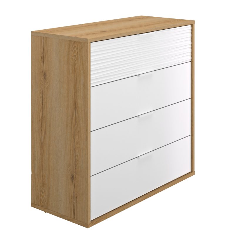 otello_syrtariera_leyko_2 Otello συρταριέρα με 4 συρτάρια 106x45x103εκ. Helvezia Oak / Λευκό