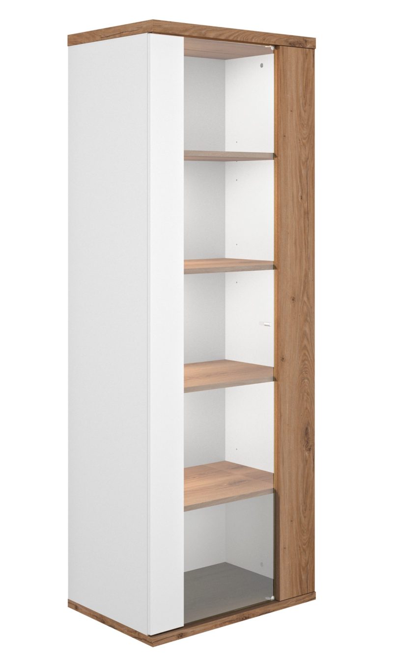 Otello βιτρίνα με μία πόρτα 64x45x178εκ. Helvezia Oak / Λευκό